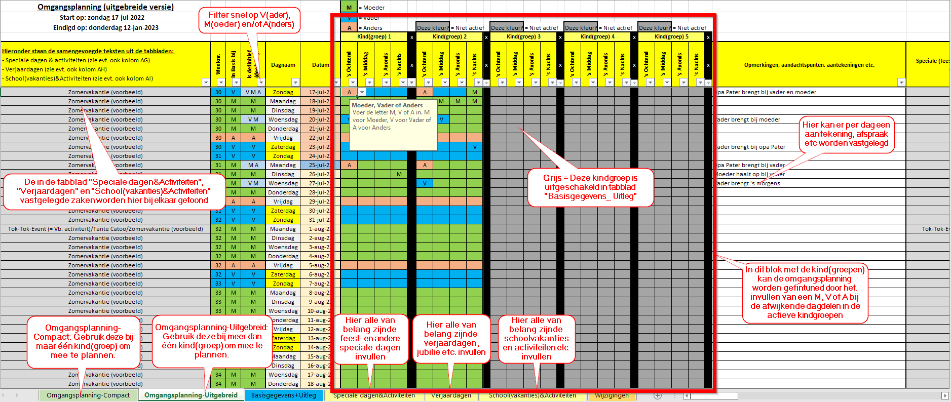 Gratis Excel Omgangsplanning of Bezoekplanning